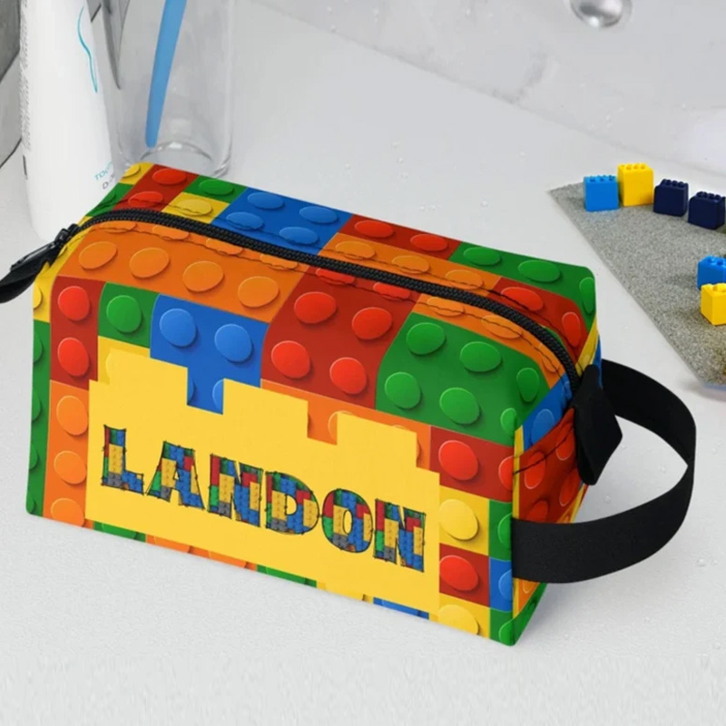 Personalized Building Block Accessory Pouch Custom Name Travel Bag for Geek Lover