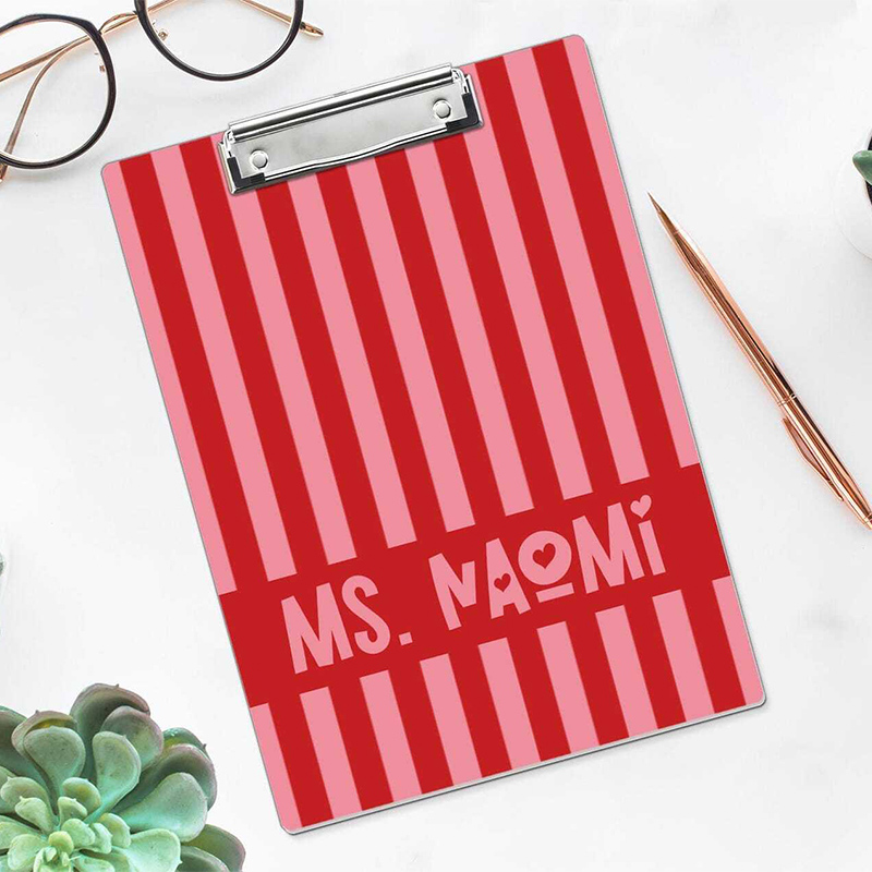 Personalized Teacher Clipboard Custom Name Vertical Stripe Clipboard Cute Classroom Gift Appreciation Gifts