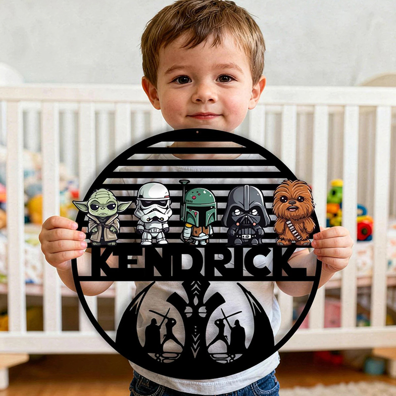 Personalized Galaxy Heroes Metal Name Sign Custom Kids Sci‑Fi Room Decor