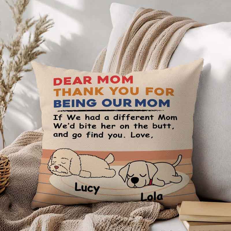 Personalized Dog Lover Bite the Butt Dog Mom Throw Pillows