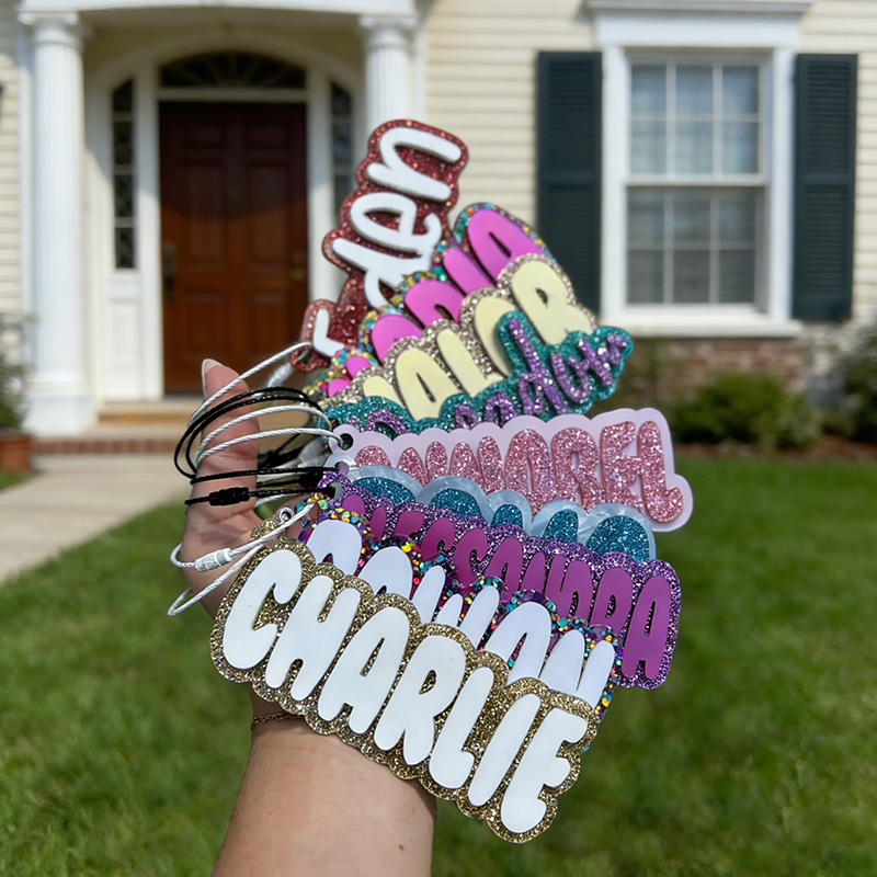 Personalized Name Tag for Backpack Acrylic Keychain Gift for Kids Boys Name Keychain Custom Bag Tag Back to School Name Tag Sports Bag Keychain for Kids Diaper Bag Name Tag