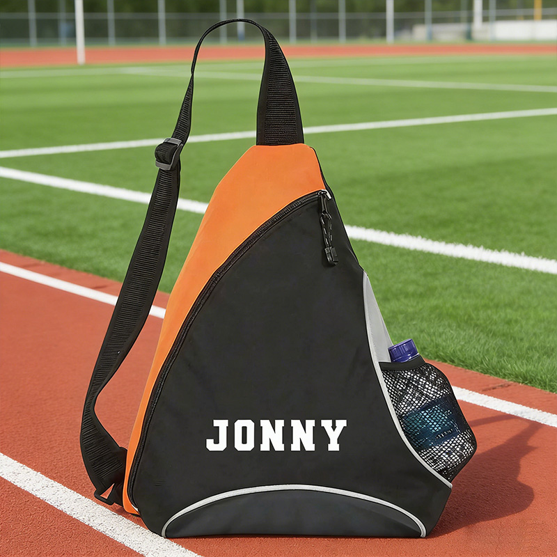 Personalised Kids Sports Bag Custom Mono Strap Rucksack with Football Tennis Icon Padel Crossbody Backpack Unisex PE Kit Bag with Name gift for kids