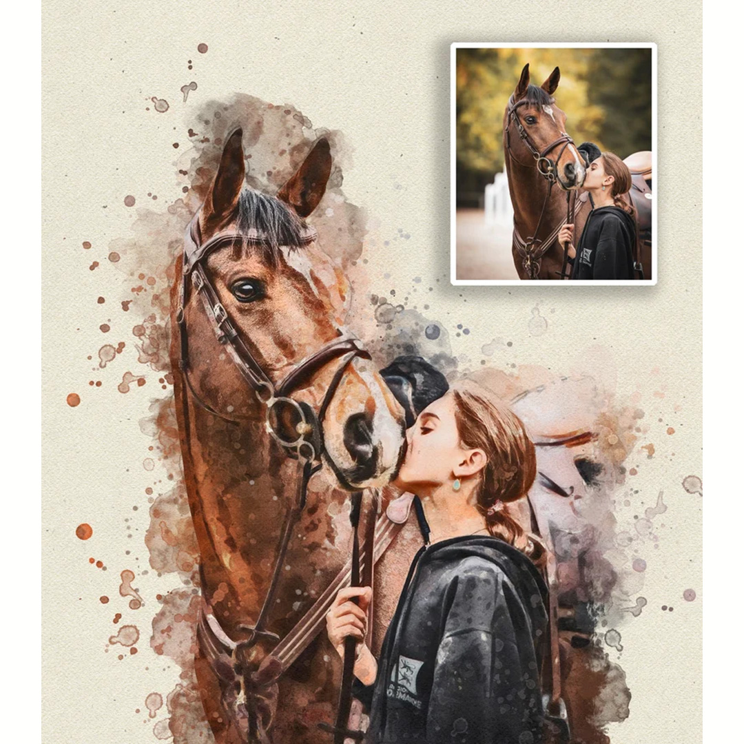 Personalized Horse Gift Photo Portrait Equestrian Art Print Wall Decor Home Decor Gift for Riding Lover
