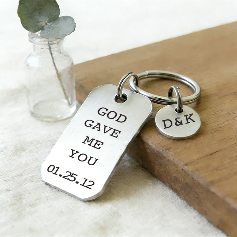 Personalized God Gave me you Keychain with Intial and Date Key Accessories Wedding Gift Religious Gift for Couple