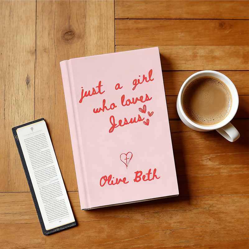 Personalized Just a Girl who Loves Jesus A5 Prayer Journal Notebook with Name and Text Gift for Christian Religious Gift for Girls