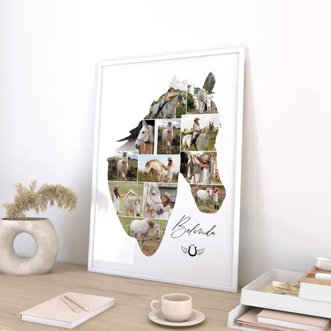 Personalized Horse Photo Collage Equestrian Art Print Wall Decor Home Decor Gift for Riding Lover