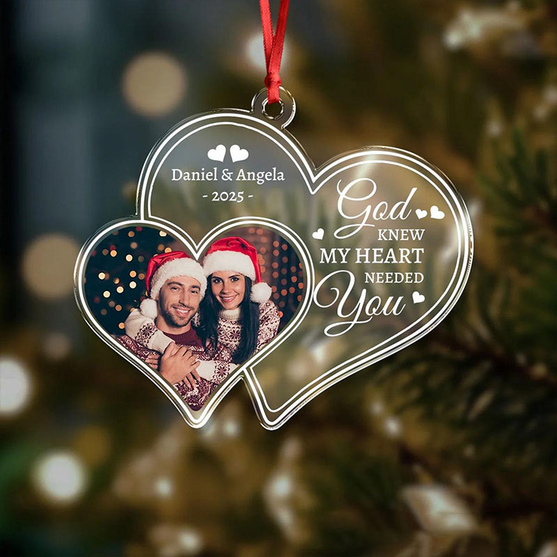 Personalized God Knew My Heart Needed you Acrylic Christmas Couple Ornament with Name Valentine's Day Gift Religious Gift for Couple