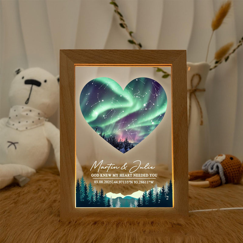 Personalized God Knew My Heart Needed You Star Map LED Night Light with Name and Date Valentines Day Gift Anniversary Gift Romantic Gift for Couple