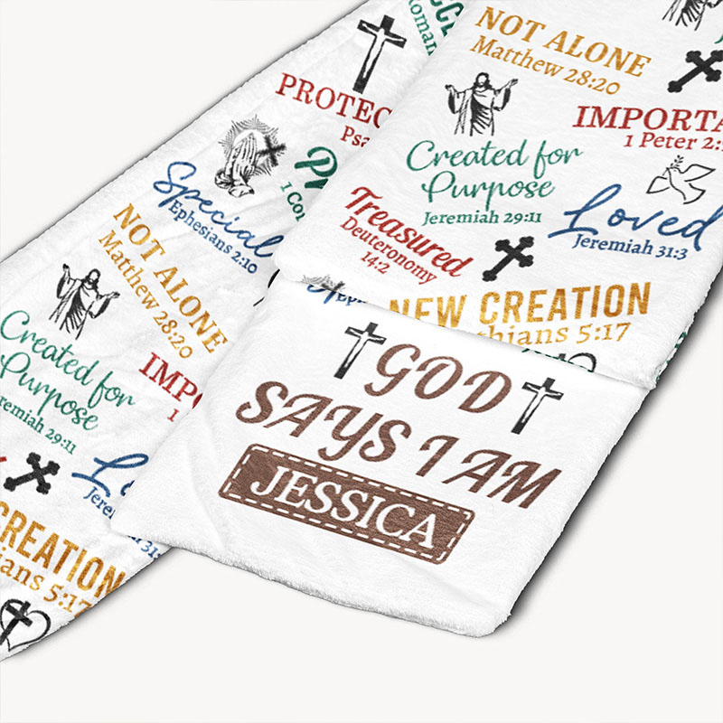 Personalized God Says i am Bible Verses Affirmation Scarf with Custom Name Religious Gift Faith Gift for Christians