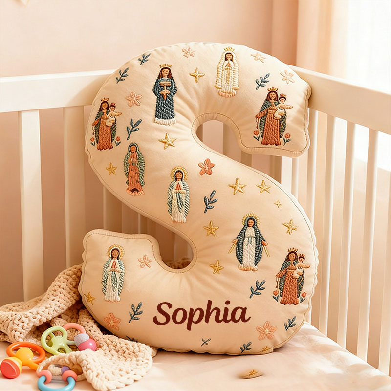 Personalized Virgin Mary Letter Pillow with Custom Name  Graphic 3D Print Pillow Home Decor Religious Gift Catholic Gift for Women