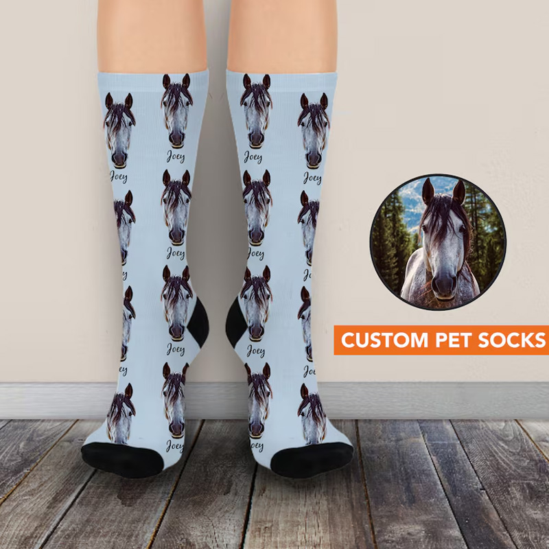Personalized Horse Socks With Faces Custom Gift for Friend or Sister Birthday Gifts for Her for Rider Equestrian Riding Lovers
