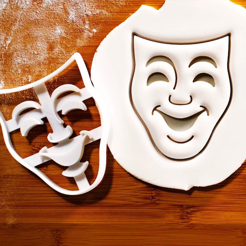 Personalized Tragedy Mask Cookie Cutter Sock and Buskin Theatrical Drama Masks