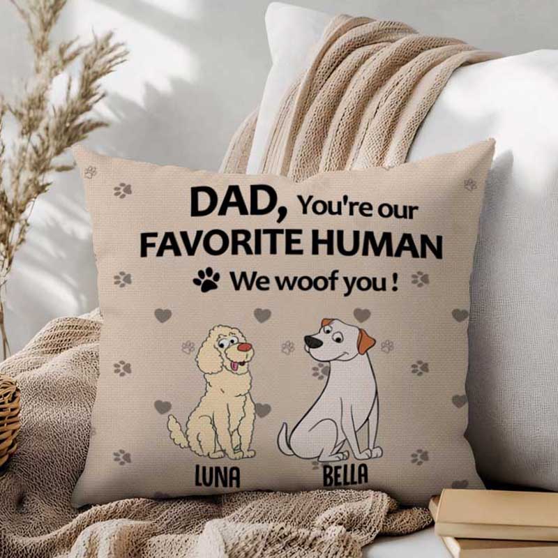 Personalized Dog Lover to My Favorite Human Dog Dad Throw Pillows