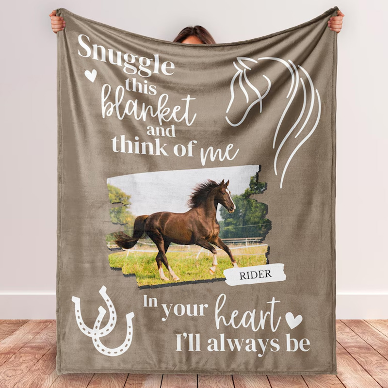 Personalized Blanket Horse Memorial Photo Blanket In Memory Of Horse Gift Throw Blanket for Riding Lovers Equestrian Lovers