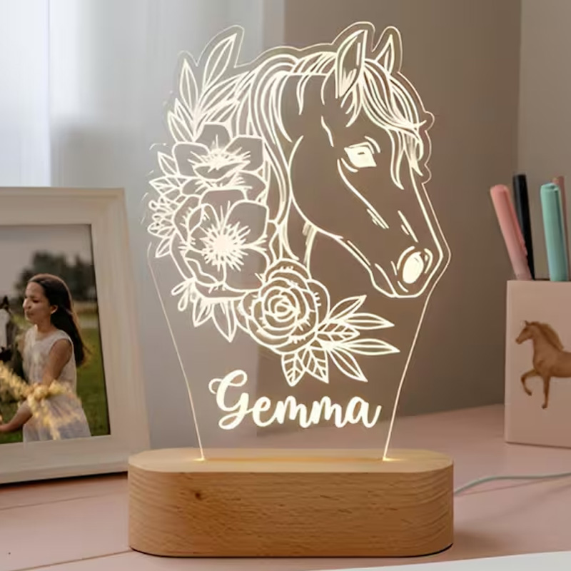 Personalized LED Night Light Horse Gifts for Girls Horse Riding Gifts Equestrian Night Light Lamp Horse Gifts Bike Lamp for Riding Lovers and Equestrian Lovers 