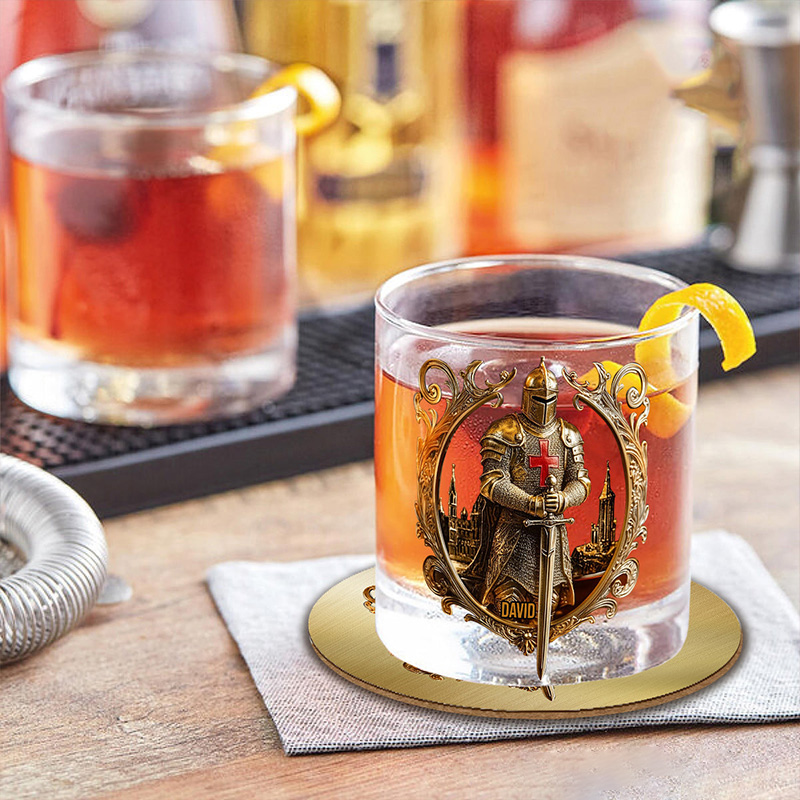 Personalized Knight of God Whiskey Decanter Set with Name Whiskey Glass Whiskey Bottle Religious Gift Christian Gift for Men