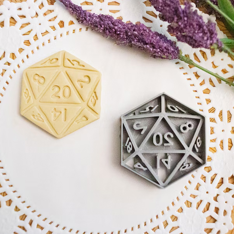 Personalized 20 Sided Die Cookie Cutter 3D Printed Baking Supplies Fondant Tool Craft Stamp for Gamer Geek Lover