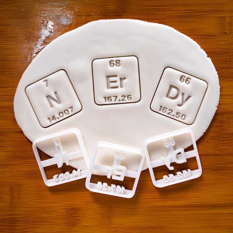 Personalized Nerdy Cookie Cutters 3D Printed Periodic Table Elements Chemistry Design Baking Supplies Fondant Tool Craft Stamp for Geek Lover