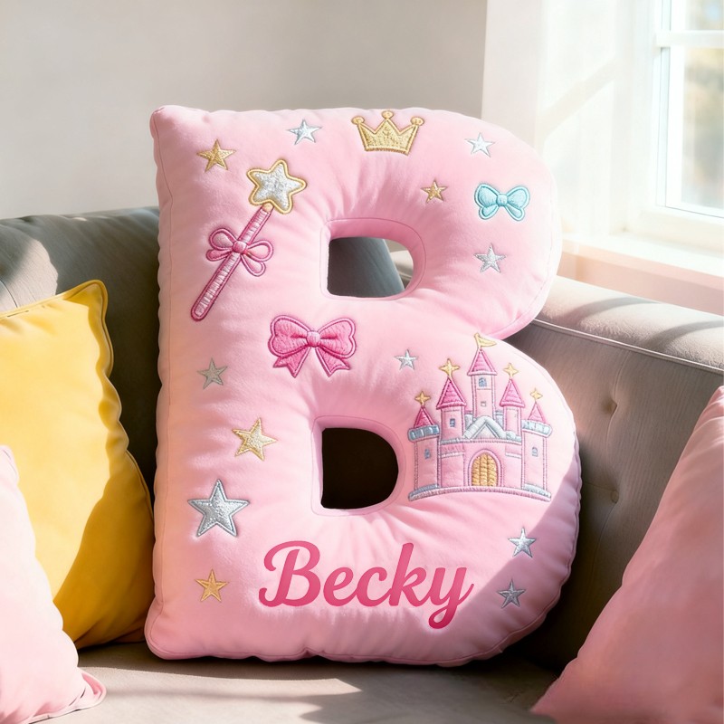 Personalized Pink Castle with Name Graphic 3D Print Pillow Christmas Gift for Kids 