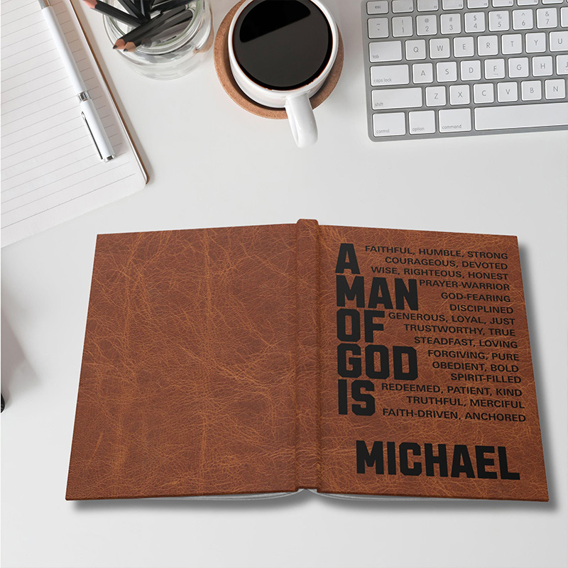Personalized a Man of God A5 Prayer Journal Notebook with Name Religious Gift Faith Gift Bible Study Notebook for Christian Men