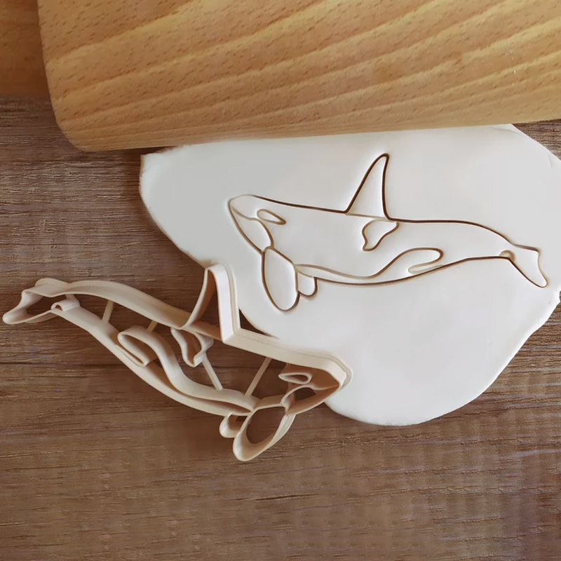 Personalized Killer Whale Sea Water Cookie Cutter Pastry Fondant Dough Biscuit 3D Printed Baking Tool Craft Stamp for Fishing Lover