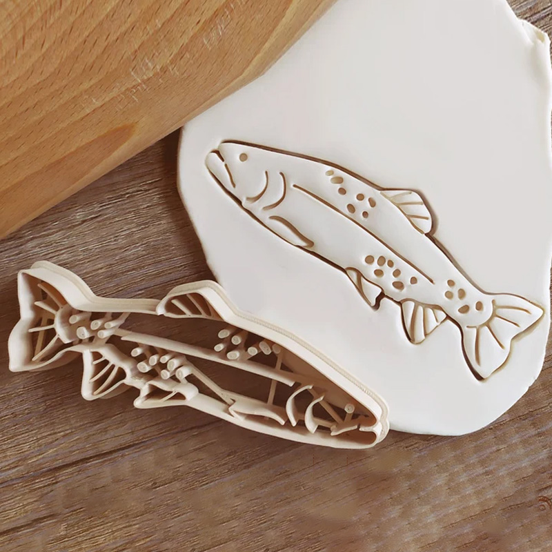 Personalized Fish Clay Cutter Foremka do ciastek Cookie Cutter Pastry Fondant Dough Biscuit 3D Printed Baking Tool Craft Stamp for Fishing Lover