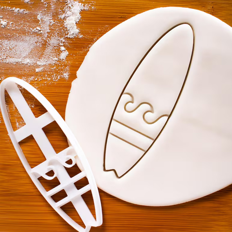 Personalized Surfboard Cookie Cutter Ocean Wave Design 3D Printed Baking Tool Beach Parties Craft Stamp for Fishing Lover