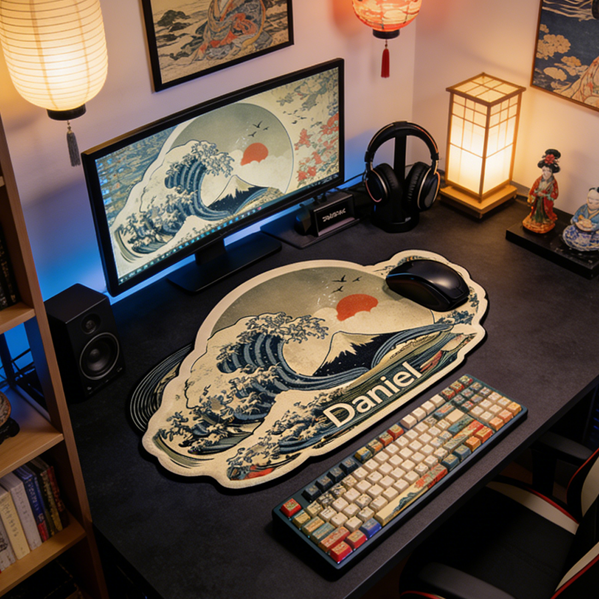 Personalized Custom Ukiyo-e The Great Wave Mouse Pad Personalized Japanese Art Desk Mat Retro Wave Off Kanagawa Gamer Accessory