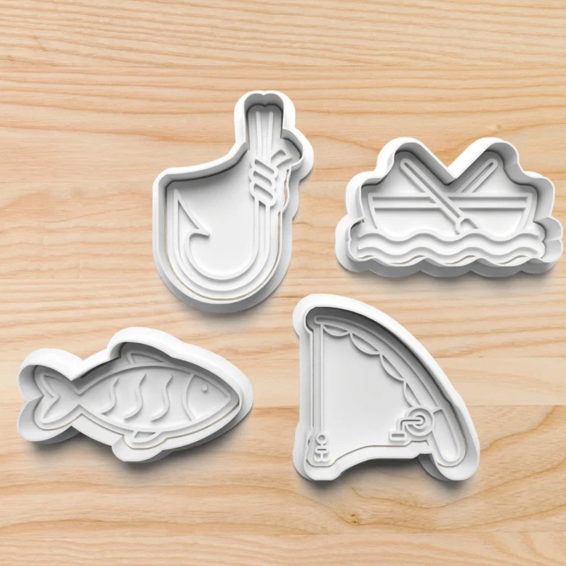 Personalized Fishing Cookie Cutters 3D Printed Baking Tool Craft Stamp for Fishing Lover