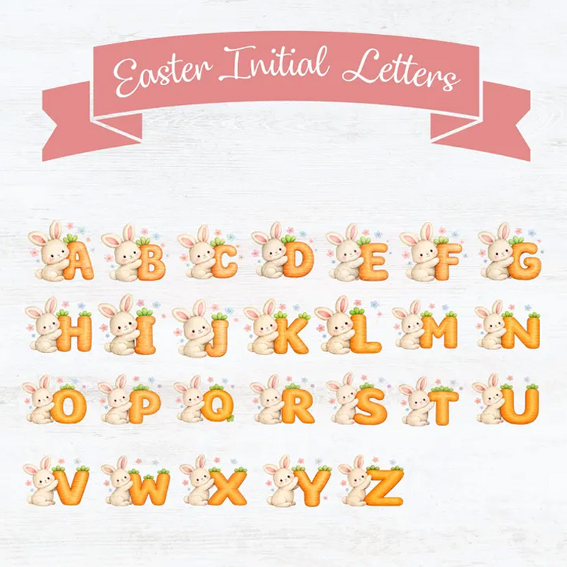 Personalized Cute Bunny Carrot Letter Custom Name Easter Gift Adorable Kids Cup Mug