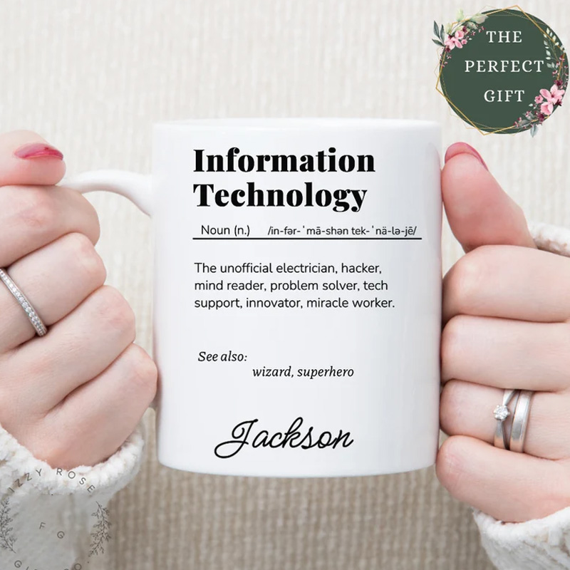 Personalized Tech Mug Gift IT Definition Mug Custom Name Info Technology Enthusiast Unique Office Worker Coffee Cup for Geek Lover