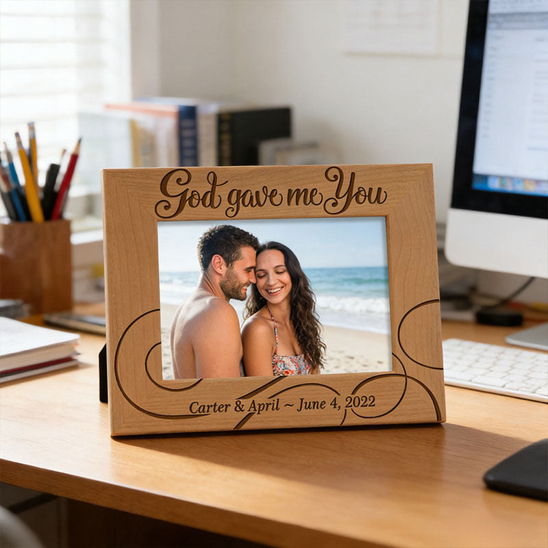 Personalized God Gave me you Picture Frame with Custom Name and Date Religious Gift Anniversary Gift Valentine's Day Gift