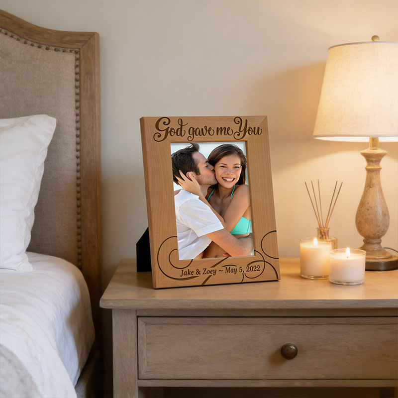 Personalized God Gave me you Wooden Picture Frame with Custom Name and Date Religious Gift Anniversary Gift Wedding Gift for Couple