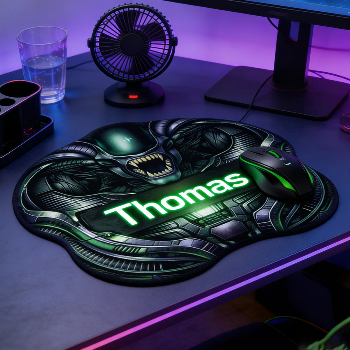 Personalized Custom Irregular Mouse Pad Personalized Sci-Fi Horror Gaming Desk Mat Glow Effect Gamer Accessory