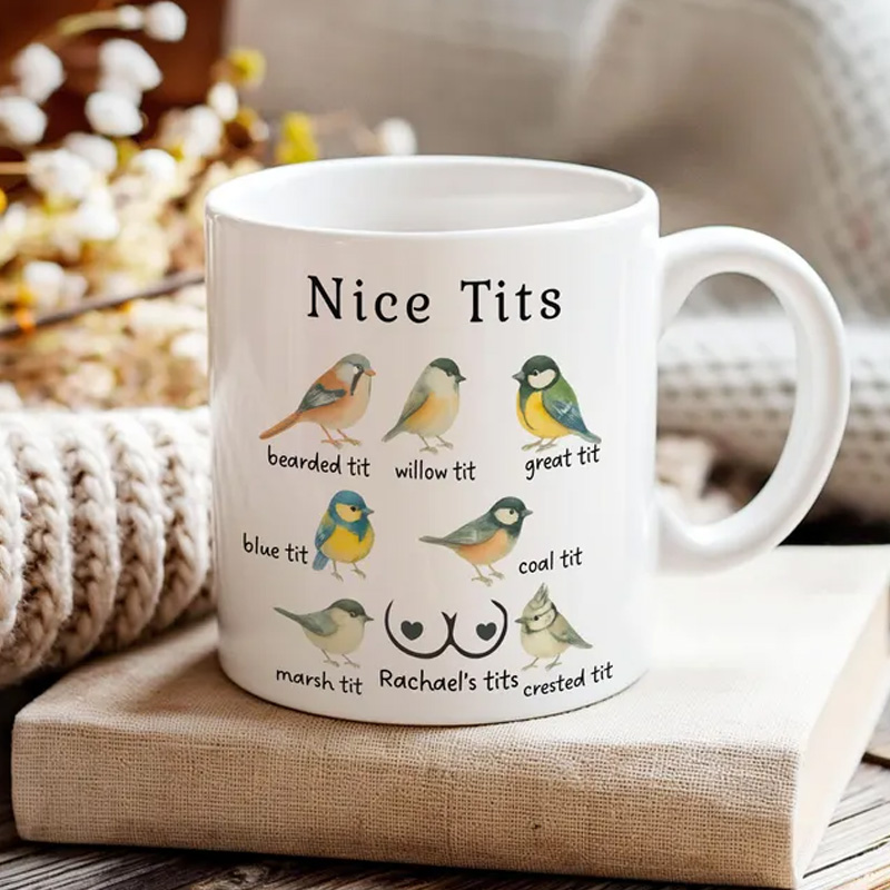 Personalized Funny Bird Nerd Mug Nice Tits Coffee Cup Mug Unique Office Worker Coffee Cup for Nerdy Geek Lover