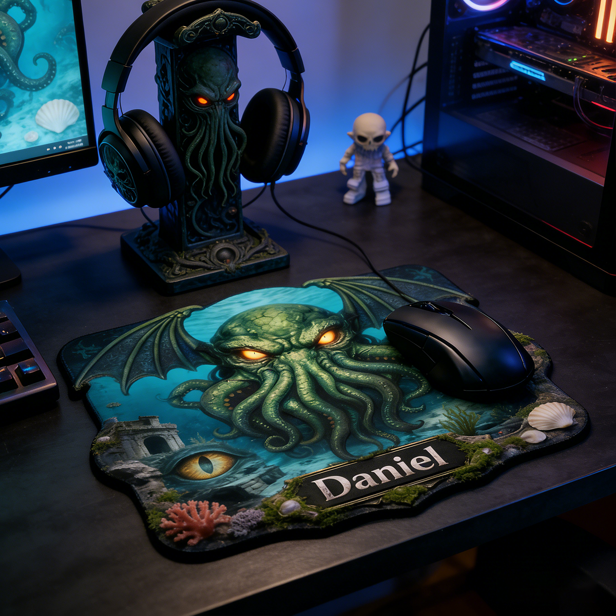 Personalized Cthulhu Irregular Mouse Pad Custom Dark Sea Cosmic Desk Mat Gamer Accessory