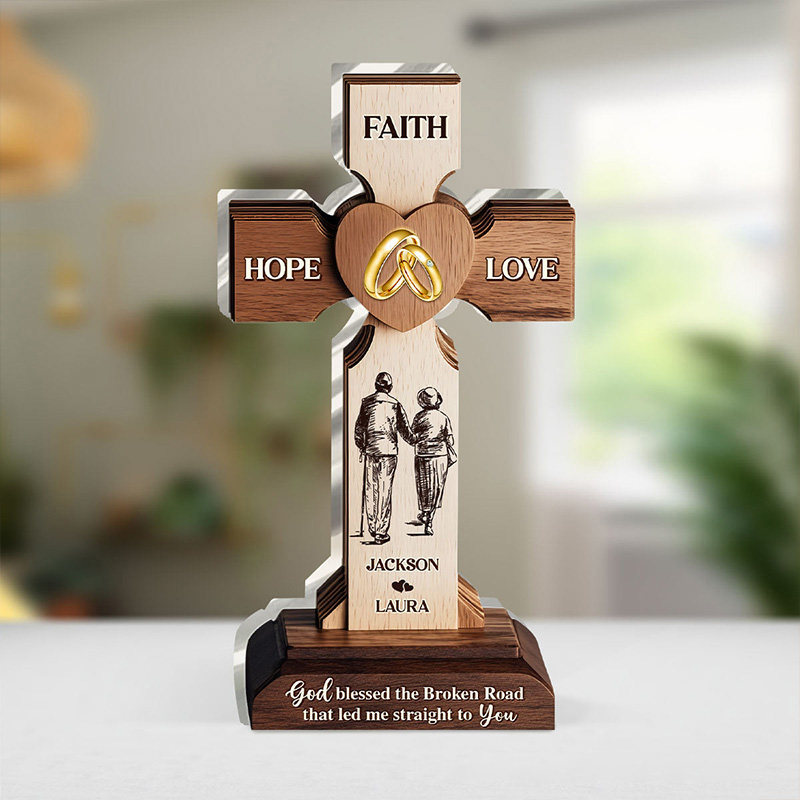 Personalized Faith Hope Love Custom Shaped Acrylic Plaque with Name Religious Gift Valentine Gift Anniversary Gift for Couple
