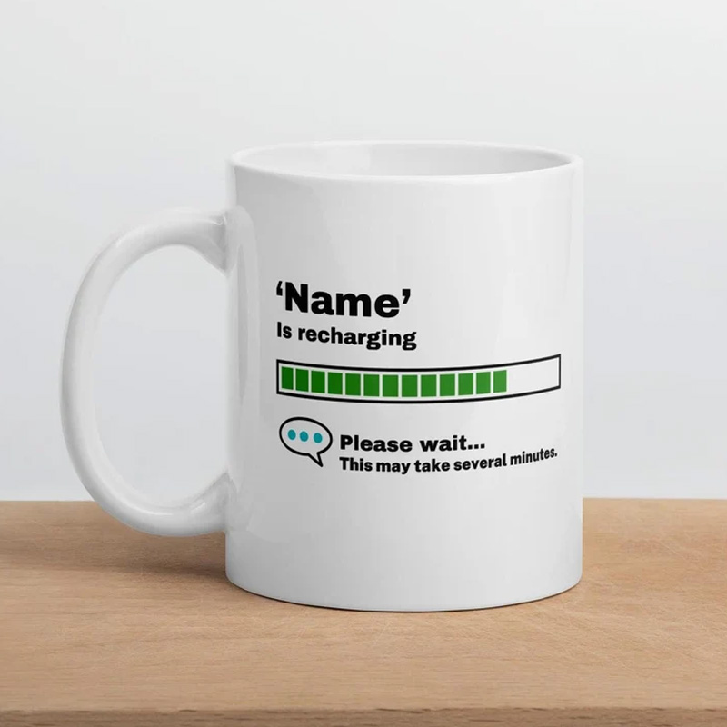 Personalized Nerd Recharging Funny Coworker Coffee Cup Mug Unique Office Worker Coffee Cup for Nerdy Geek Lover
