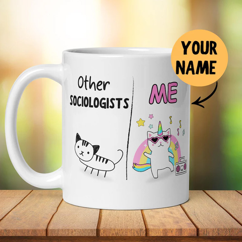 Personalized Nerdy Girl Sociologist Gift Coffee Cup Mug Unique Office Worker Coffee Cup for Nerdy Geek Lover