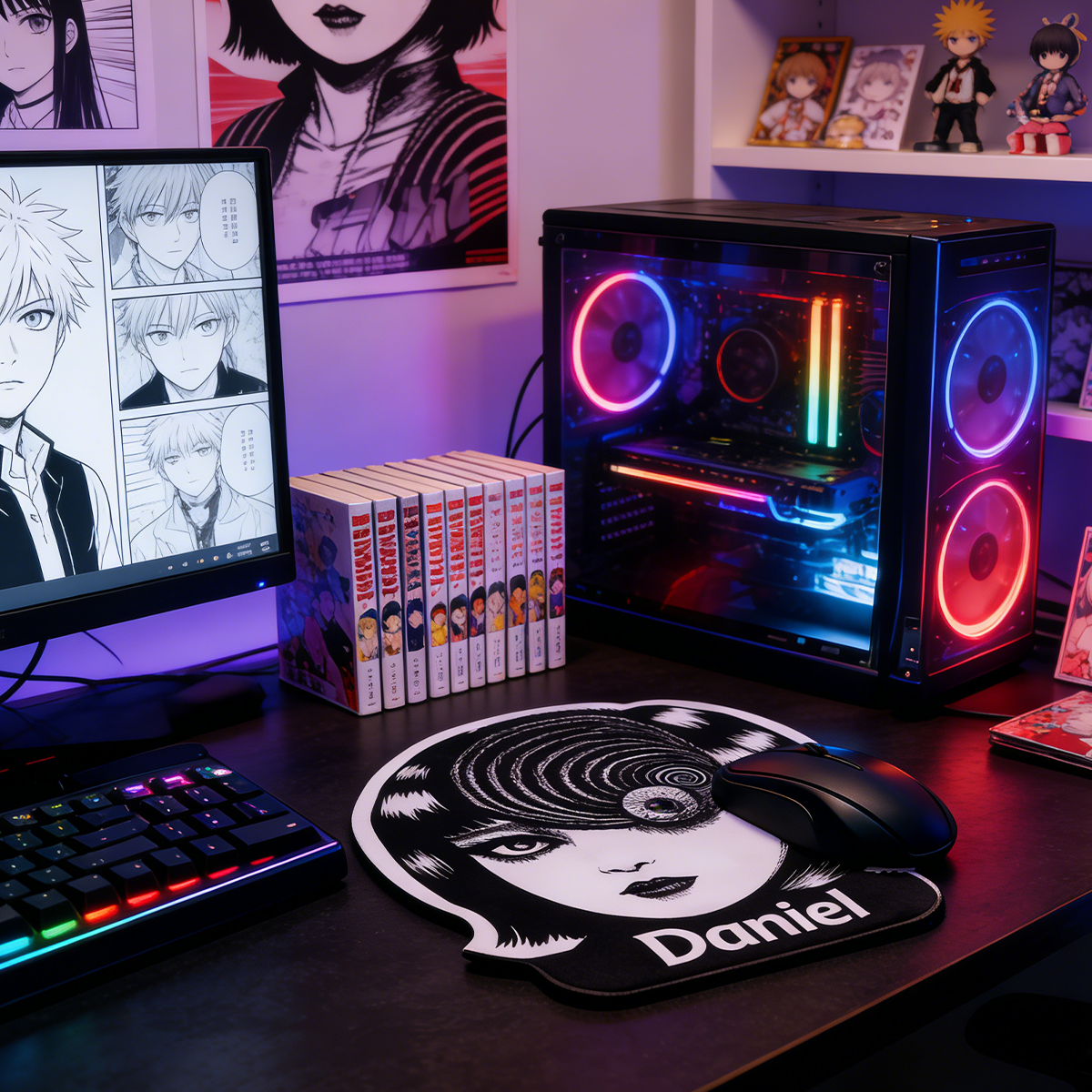 Personalized Custom Junji Ito Uzumaki Irregular Mouse Pad Personalized Japanese Horror Desk Mat Spiral Eye Gamer Accessory