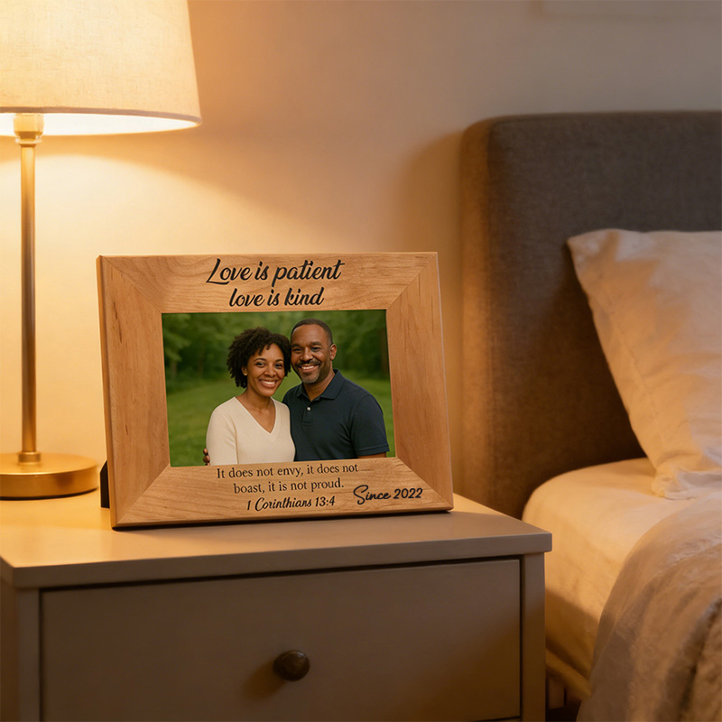 Personalized Love is Patient Love is Kind Picture Frame with Year Religious Gift Anniversary Gift Valentine's Day Gift