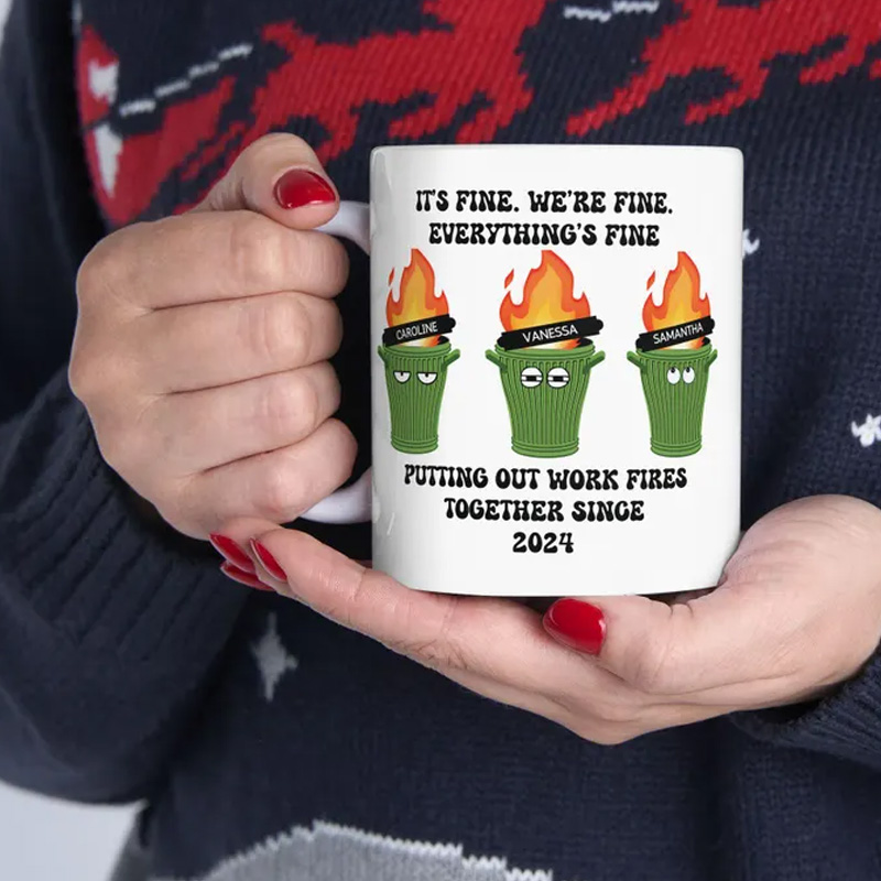 Personalized Nerdy Funny Boss Gift Trash Can Fire Putter Mug Coffee Cup for Nerdy Geek Lover