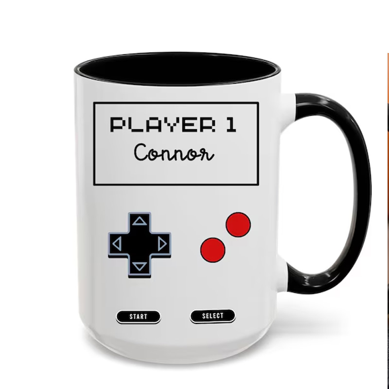 Personalized Player 1 Player 2 Gamer Couple Retro Gaming Gift for Geek Lover