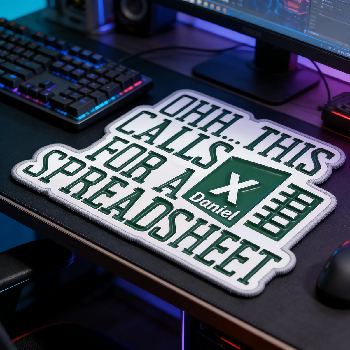 Personalized Custom "This Calls for a Spreadsheet" Irregular Mouse Pad Personalized Excel Humor Desk Mat Office Accountant Gamer Accessory