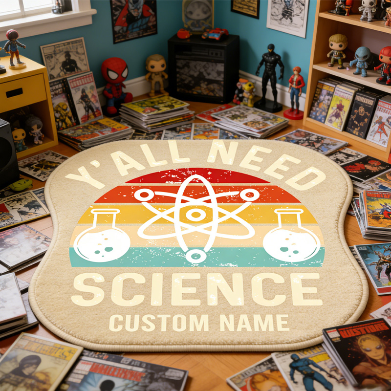 Personalized Science Graphic Rug Doormat Kids Nerd Bedroom Playroom Rug Gifts for Geek Lover