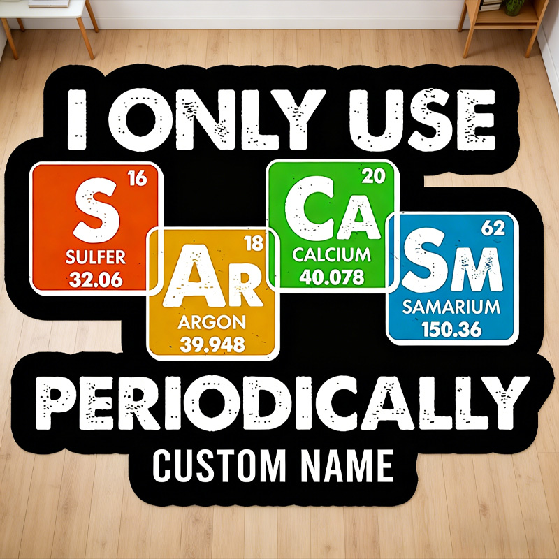 Personalized Periodically Element Graphic Rug Doormat Kids Nerd Bedroom Playroom Rug Gifts for Geek Lover