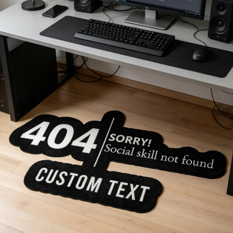 Personalized Funny Webpage Error Graphic Rug Doormat Kids Nerd Bedroom Playroom Rug Gifts for Geek Lover