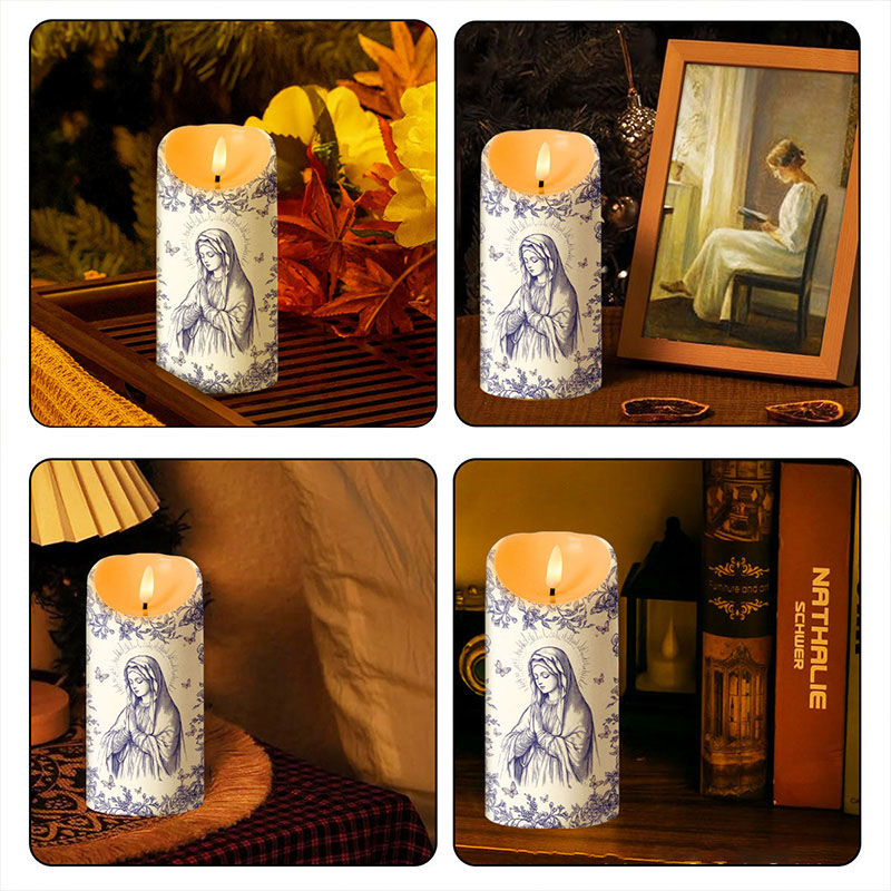 Personalized Hail Mary Prayer Virgin Mary Flameless LED Candle with Name Religious Decor Prayer Faith Gift Catholic Gift for her