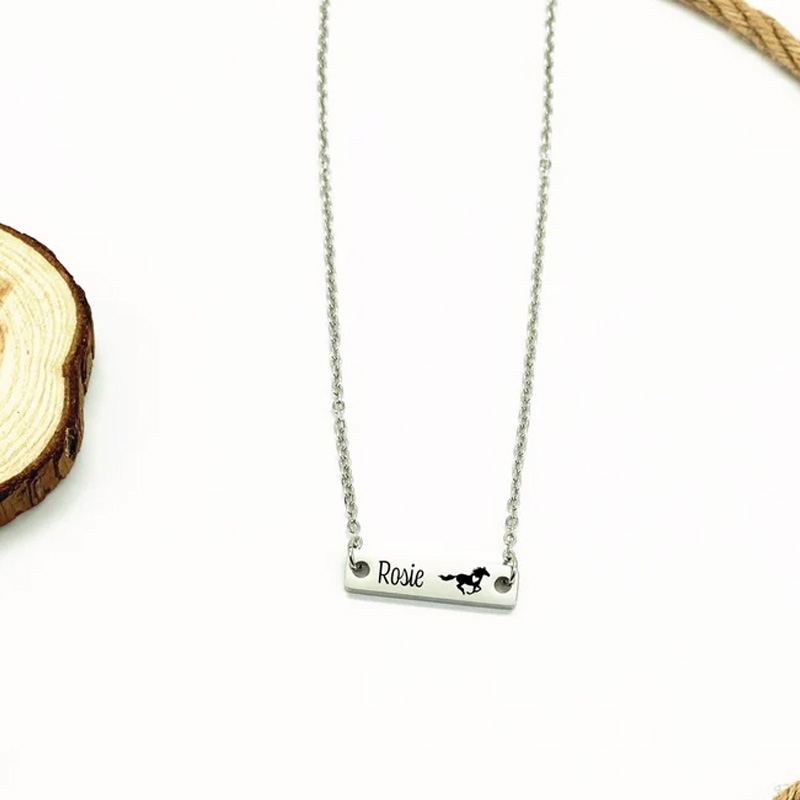 Personalized Horse Bracelet  with Name Jewelry Cube Gift for Equestrian Riding Lovers