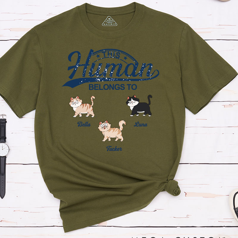 Personalized Cat Lover this Human Belongs to Cat T-Shirt